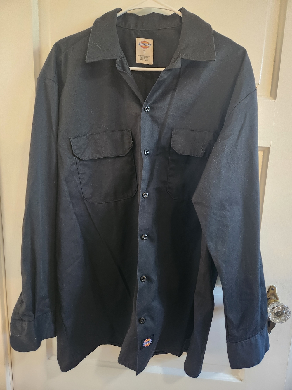 Dickies Men’s Large Black Long Sleeve Work Shirt Button Up Workwear Utility